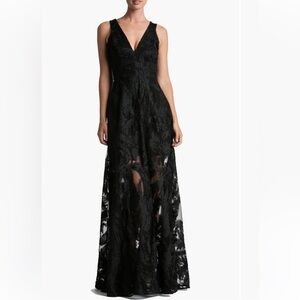 Dress the Population Marlene Plunging Embroidered
Mesh Maxi Dress - size large